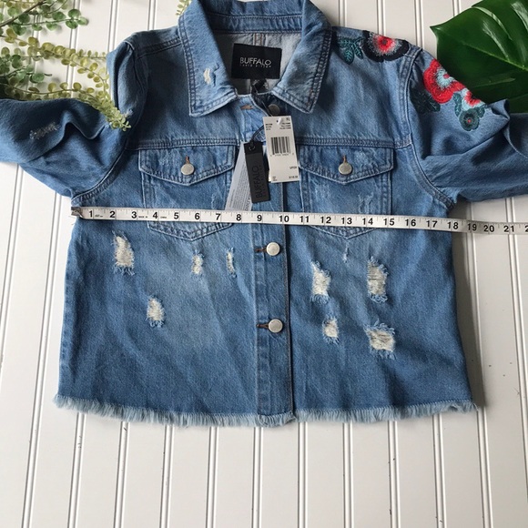 Floral denim jacket NWT buffalo David Britton red - Picture 6 of 8